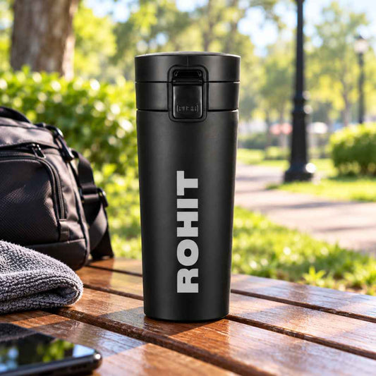 Customized Coffee Tumbler With Lid Travel Flask for Tea (380 ML) - Add Name