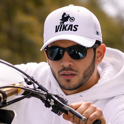 Nutcase Customized Name Cap - White Cap with Name for Bikers