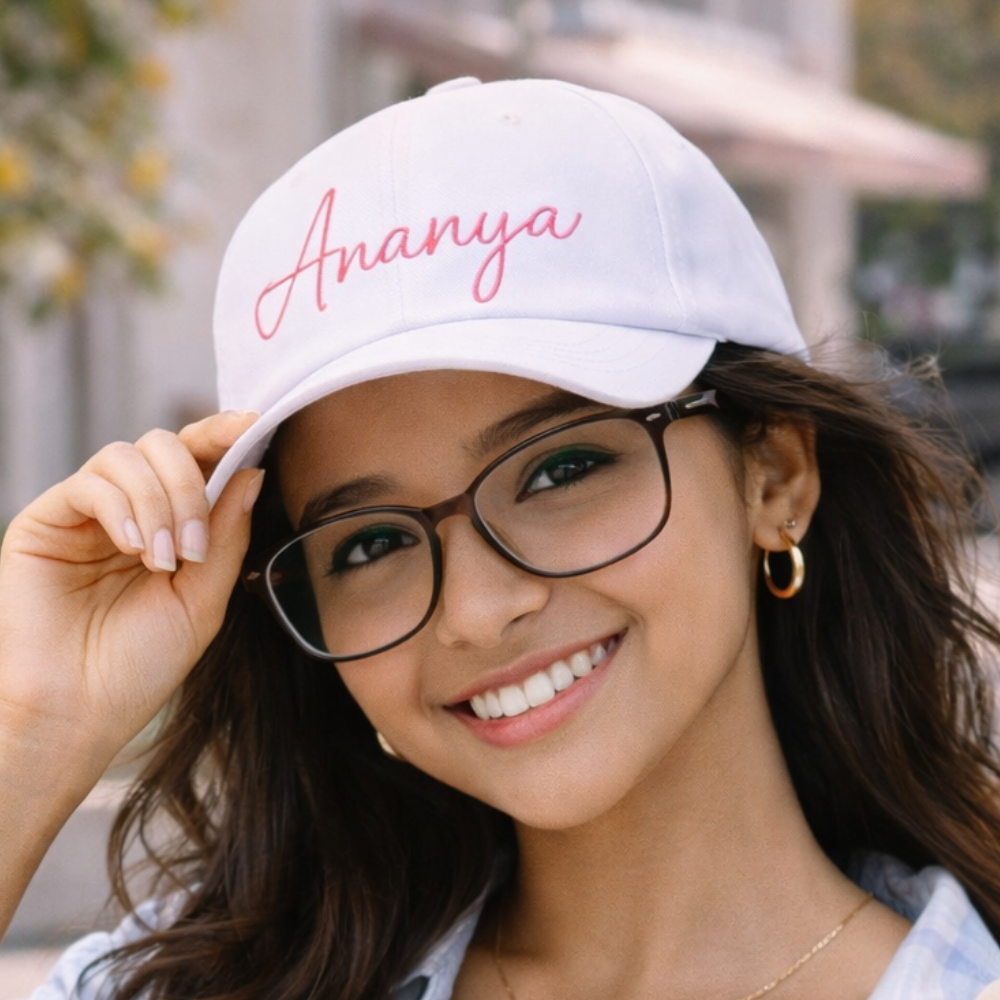 Customized Ladies White Cap with Name