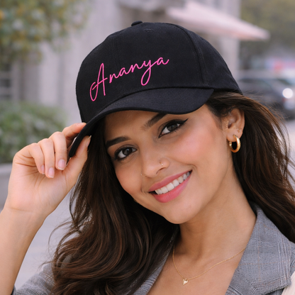 Customized Ladies Black Cap with Name