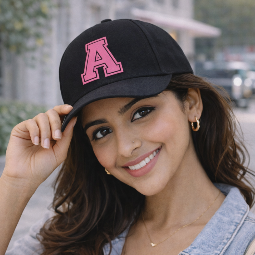 Personalized Black Caps for Ladies with Initial