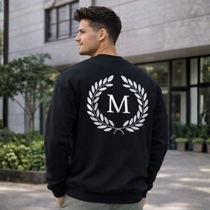 Personalized Black Sweatshirt for Men Full Sleeves - Monogram