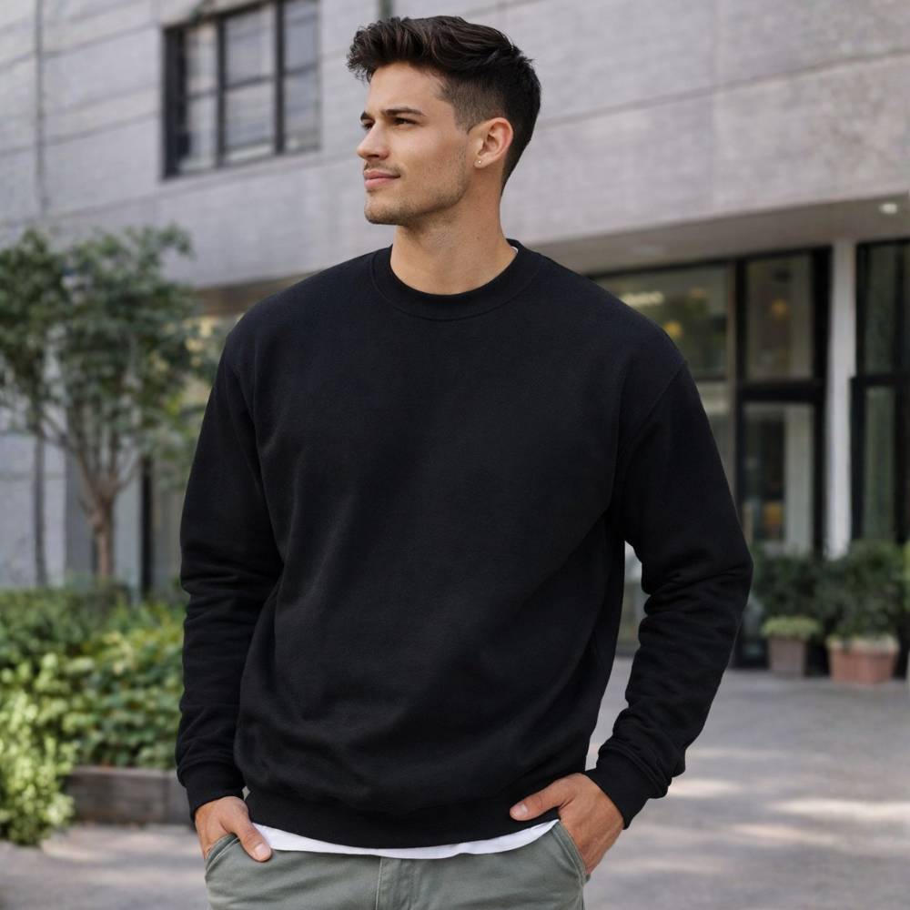 Personalized Black Sweatshirt for Men Full Sleeves - Monogram