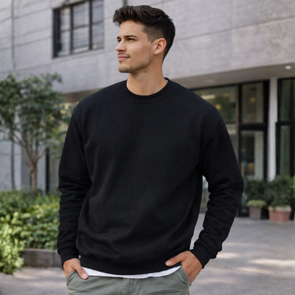 Personalized Black Sweatshirt for Men Full Sleeves - Monogram