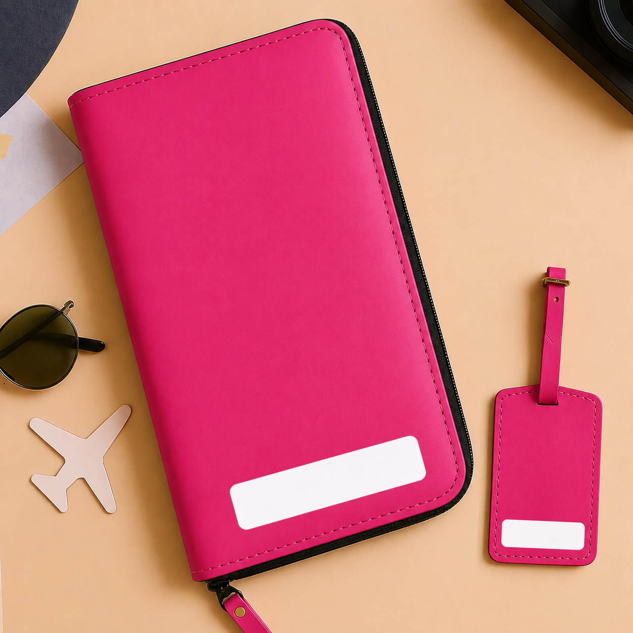 Customized Passport Case with Name Faux Leather Passport Wallet & Luggage Tag Set