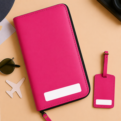 Customized Passport Case with Name Faux Leather Passport Wallet & Luggage Tag Set
