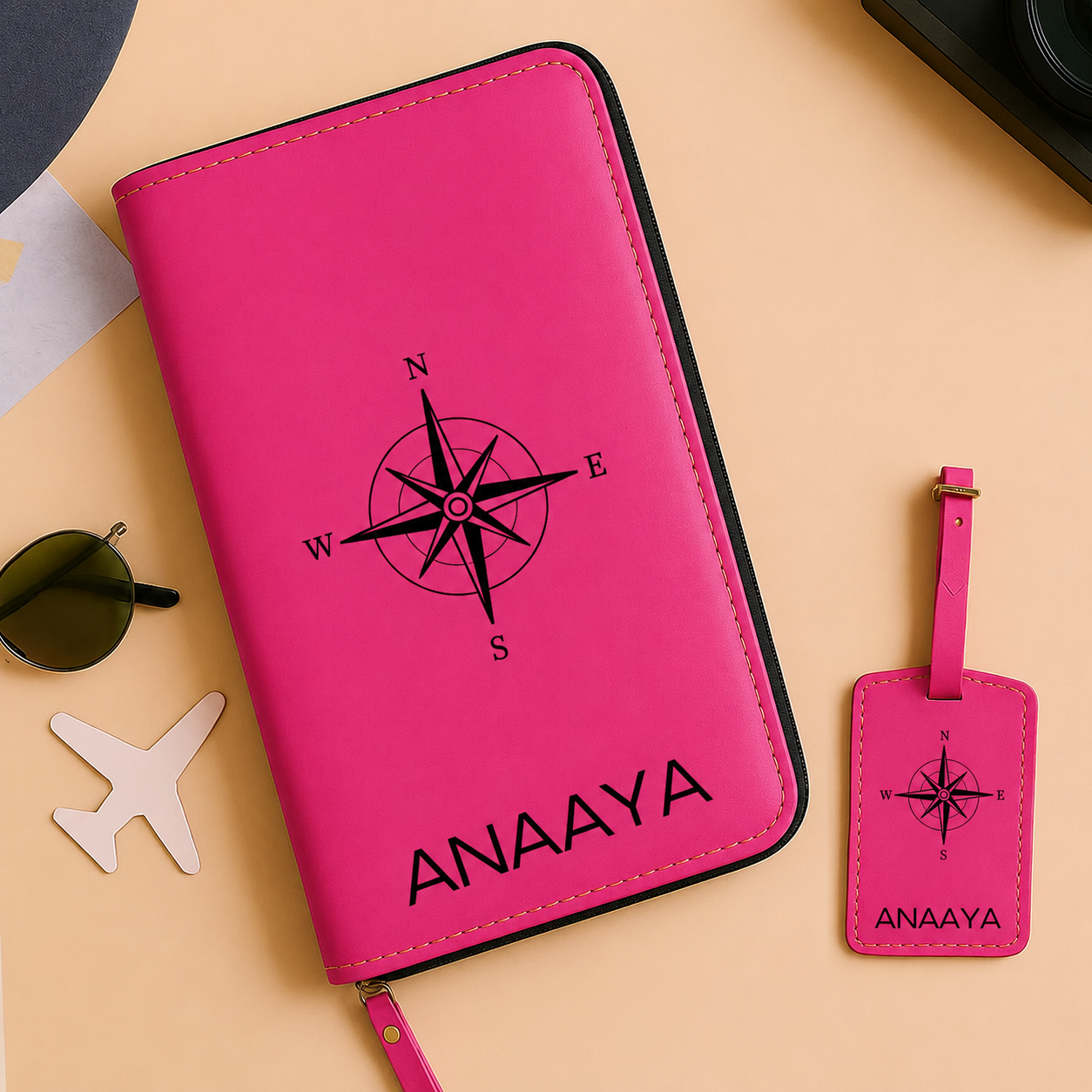Customized Passport Travel Wallet, Cash,  ID Credit Cards and  Boarding Pass