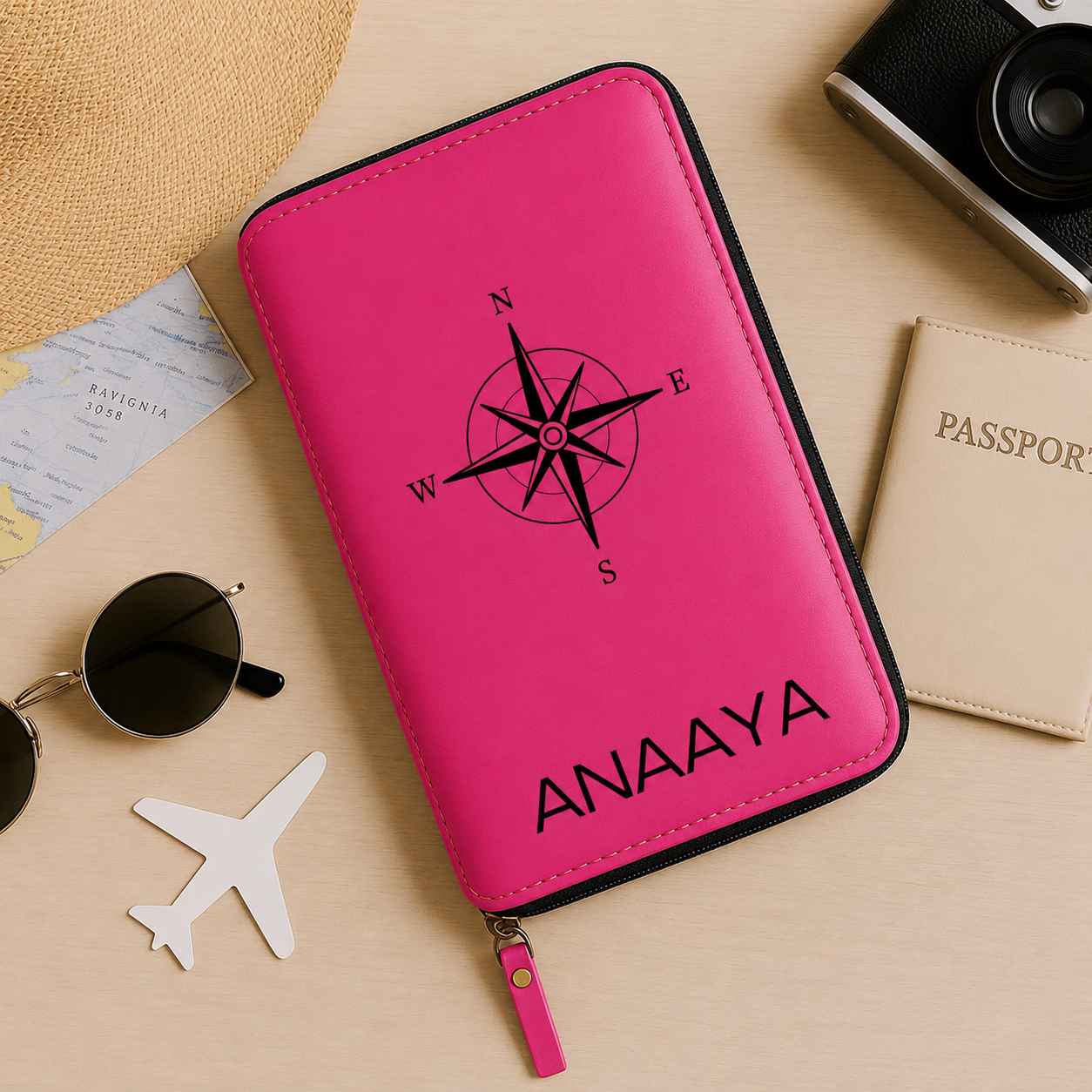 Customized Passport Travel Wallet, Cash,  ID Credit Cards and  Boarding Pass