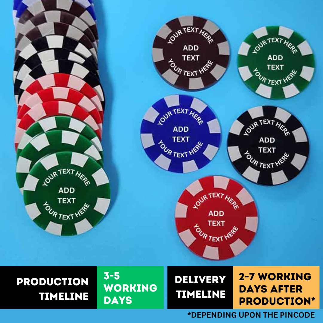 Personalized Chips for Casino with Your Text on Poker Coin - Add Text