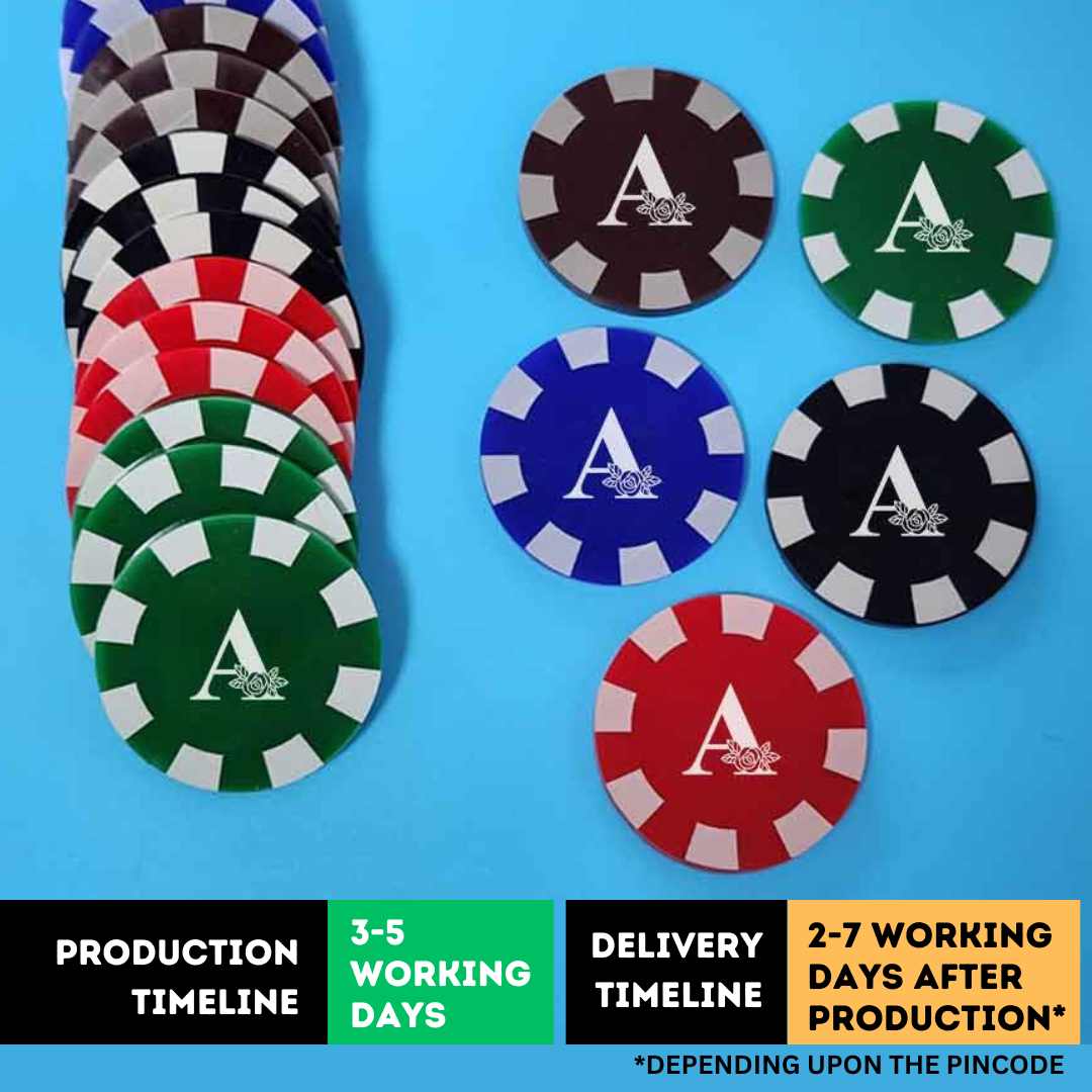 Personalized Gambling Chips Set with Monogram Initial - Casino Chips