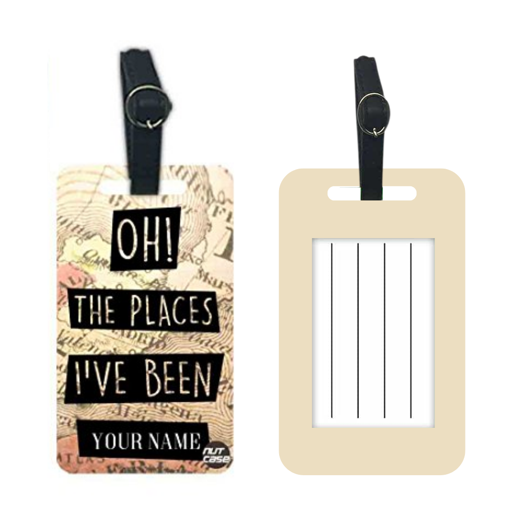 Personalized Passport Cover Suitcase Tag Set - Vintage Map Places