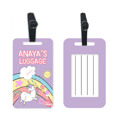 Personalised Passport Cover Baggage Tag Set - Unicorn and Rainbow