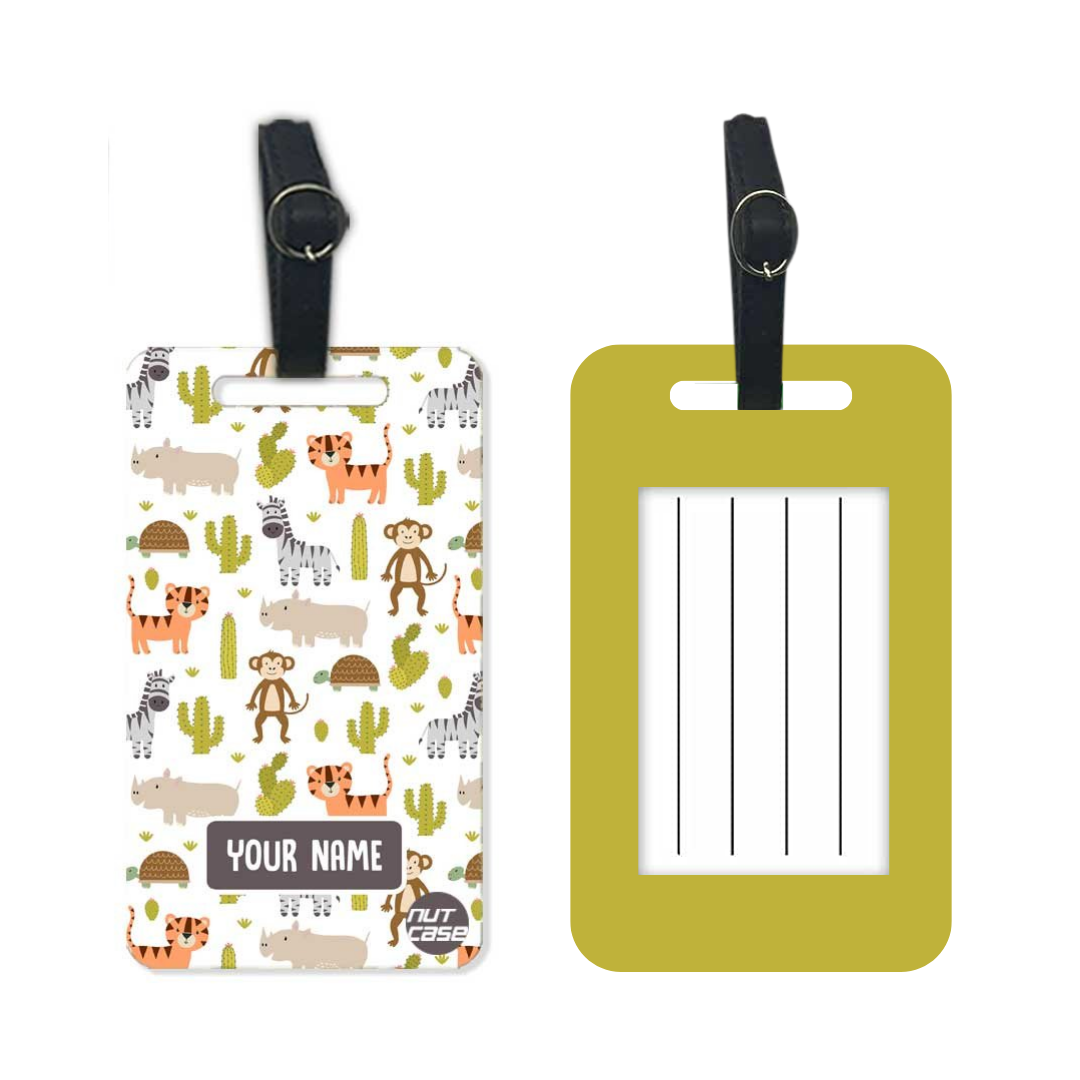 Personalized Children Passport Cover Luggage Tag Set - Animals and Cactus