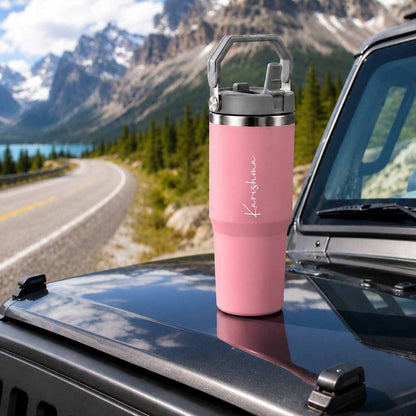 Nutcase Personalized Tumbler with Handle Double Wall Vacuum Sipper Bottle - 900ml