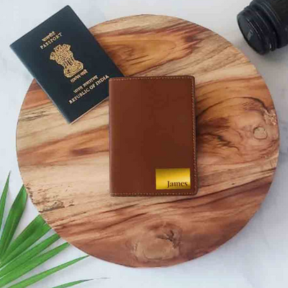 Personalized Pu Leather Travel Wallet Passport Cover - Name Box