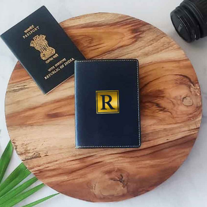 Vegan Leather Personalised Passport Cover for Men & Women - Monogram