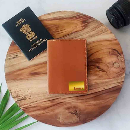 Personalized Pu Leather Travel Wallet Passport Cover - Name Box