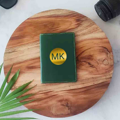 PU Leather Passport Cover Personalized for Men - Circle Initials