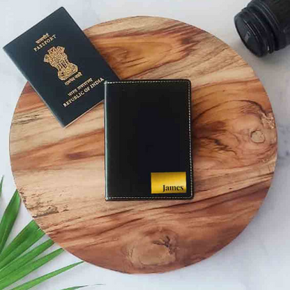 Personalized Pu Leather Travel Wallet Passport Cover - Name Box