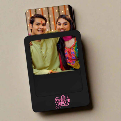 Personalized Raksha Bandhan Gift Box  Photo Fridge Magnet Set of 2 – Unique Polaroid Style Acrylic Photo Frames With Chocolate