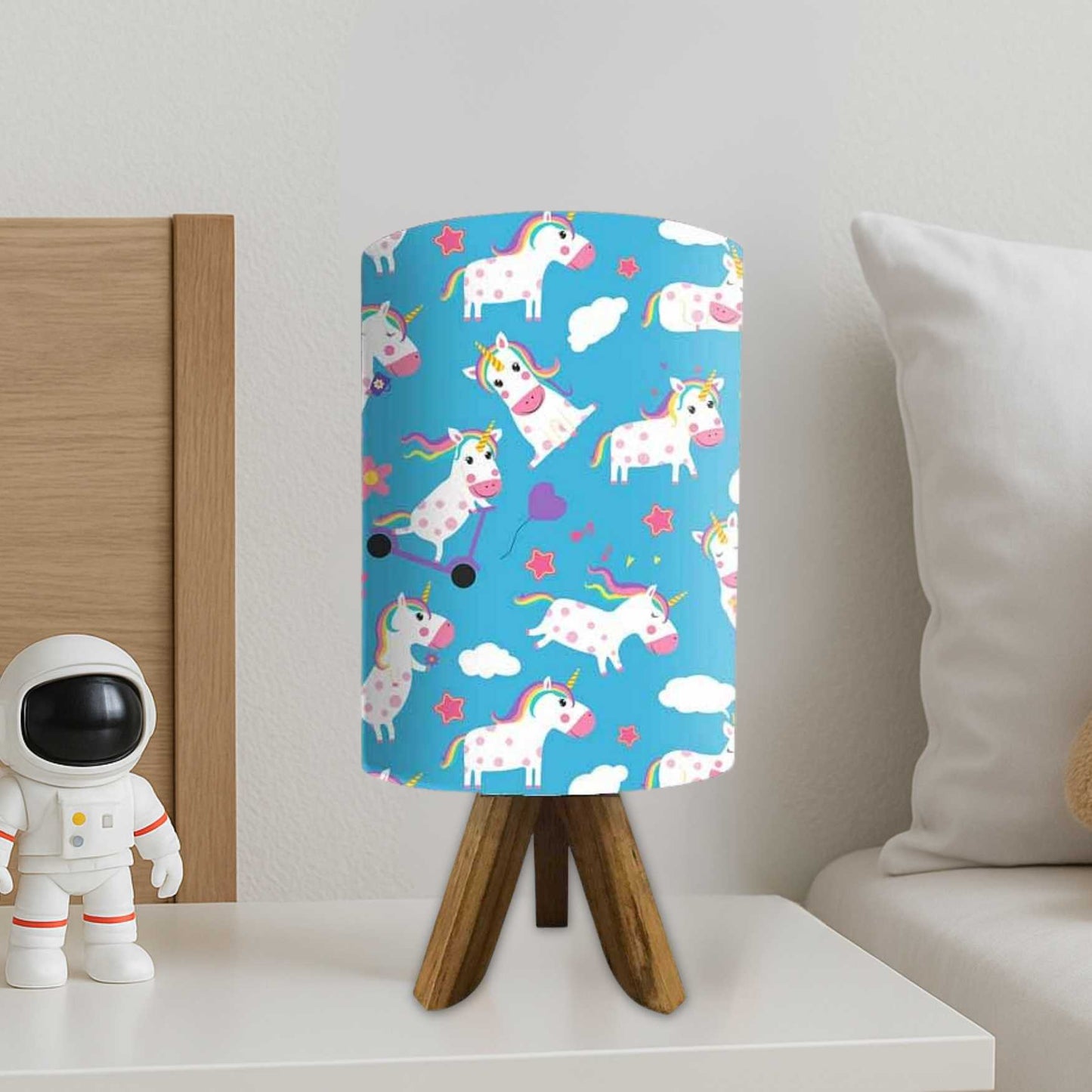 Unicorn Small Wooden Tripod Table Lamp-Kids Lamps (3W LED Bulb Included)