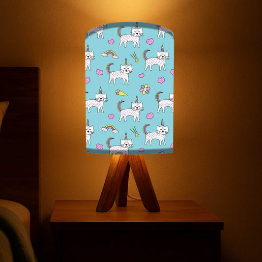 Wooden Table Lamps For Bedroom-Cats (3W LED Bulb Included)