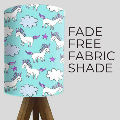 Wooden Tripod Table Lamp For Bedroom - Unicorn and Stars (3W LED Bulb Included)