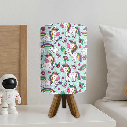Wooden Tripod Table Lamp base For Bedroom-Cute Unicorn (3W LED Bulb Included)