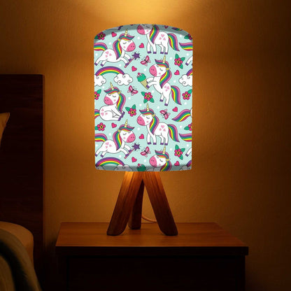 Wooden Tripod Table Lamp base For Bedroom-Cute Unicorn (3W LED Bulb Included)