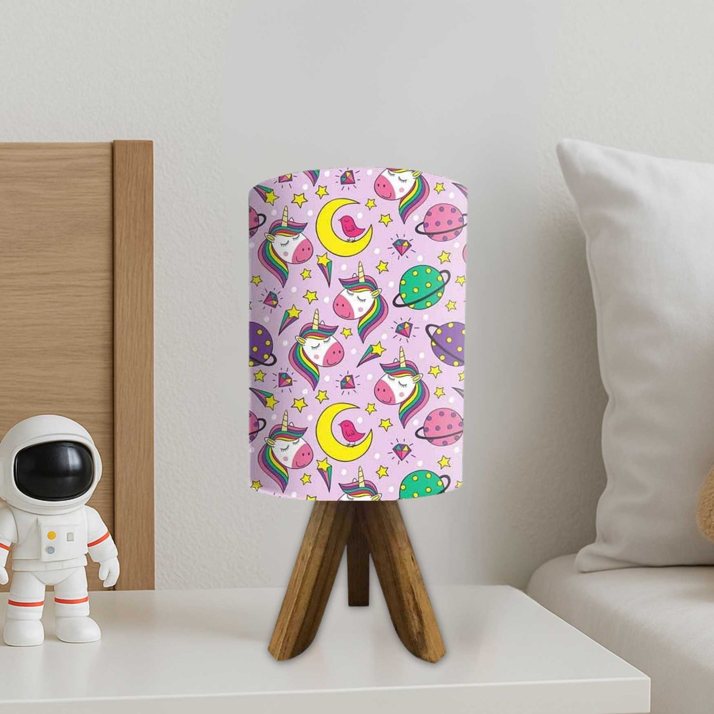 Wooden Table Lamp For Bedroom-Pink Unicorn (3W LED Bulb Included)