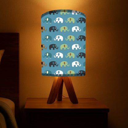 Wooden Lamp Table For Bedroom-Elephants (3W LED Bulb Included)