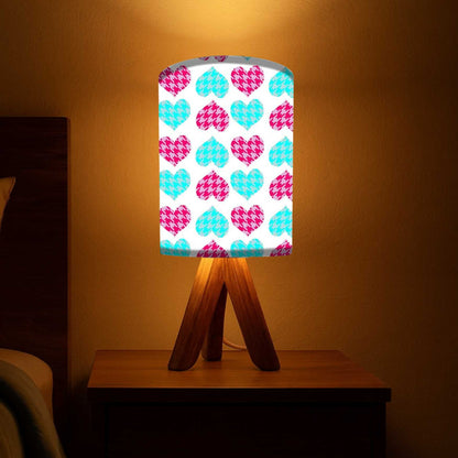 Wooden Table Lamps for living room-Pink Hearts (3W LED Bulb Included)