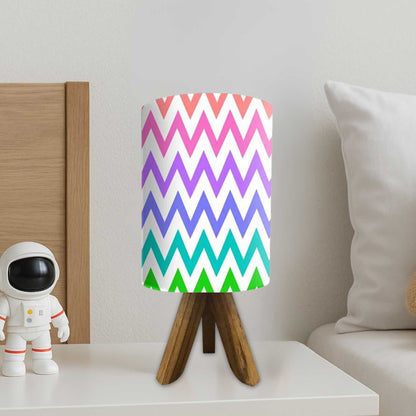 Light Wood Table Lamp For Bedroom-Multicolor Lines (3W LED Bulb Included)