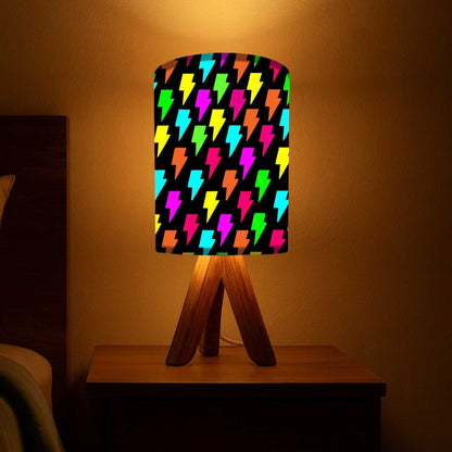 Natural Wood Table Lamp For Bedroom-Flashes (3W LED Bulb Included)