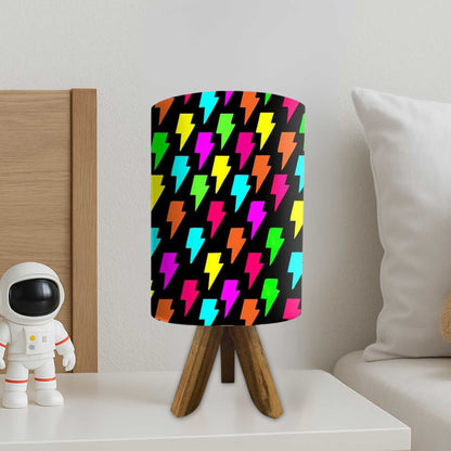 Natural Wood Table Lamp For Bedroom-Flashes (3W LED Bulb Included)