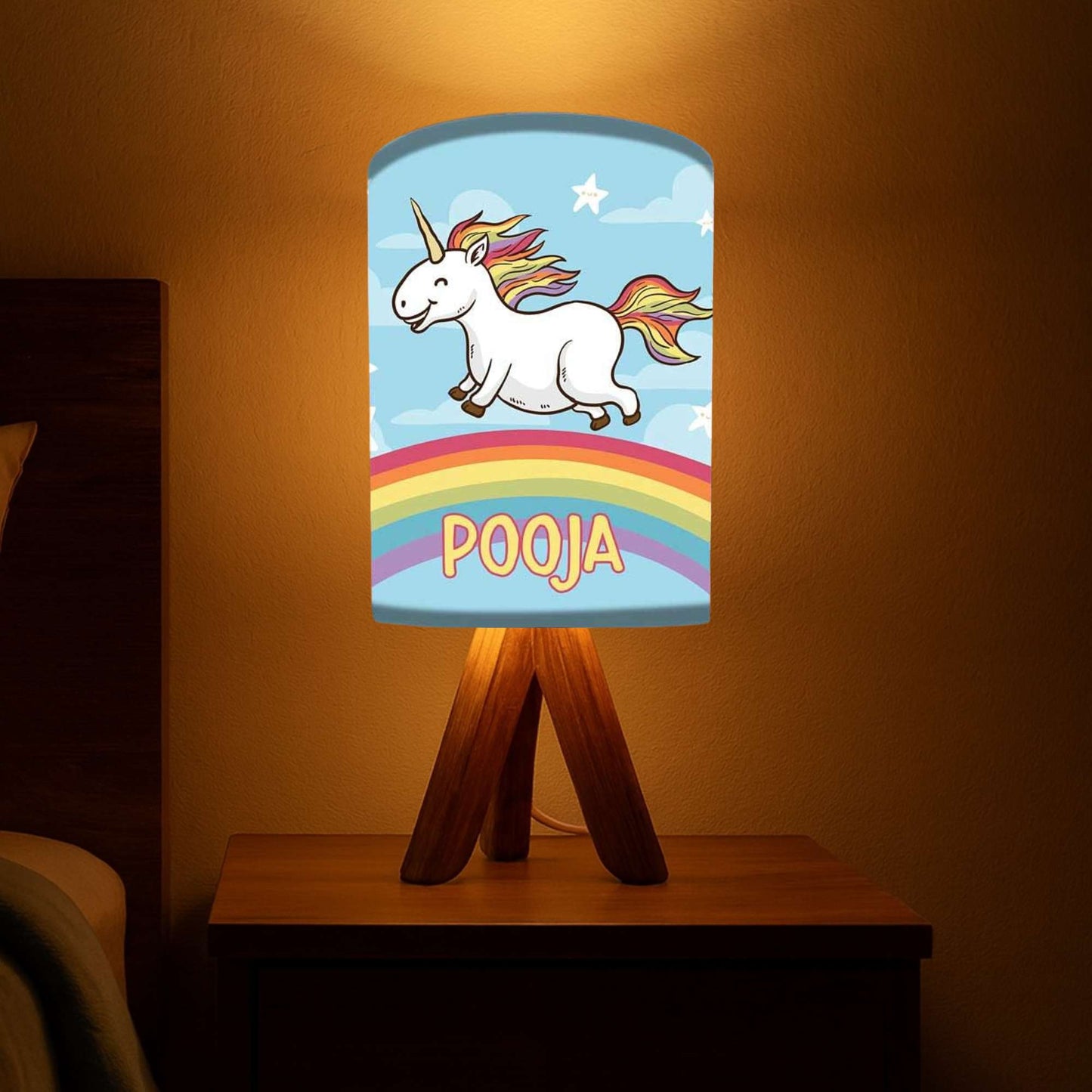 Customized Night Lamp For Bedroom-Rainbow Unicorn (3W LED Bulb Included)
