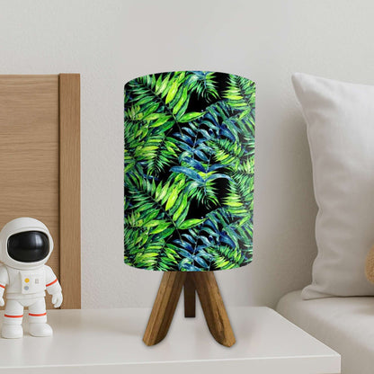 Wooden Lamp Table For Bedroom-Dark Green Leaves (3W LED Bulb Included)