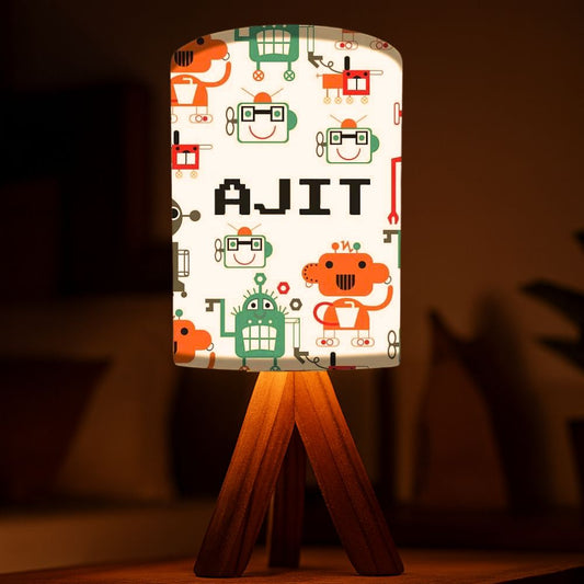 Custom Wooden Lamp Stand-Cute Robot (3W LED Bulb Included)