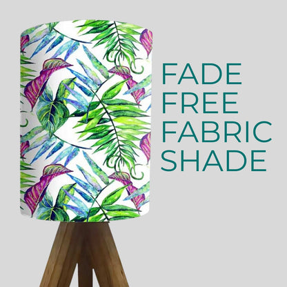 Wooden Base Lamp For Bedroom-Green Pink Leaves (3W LED Bulb Included)