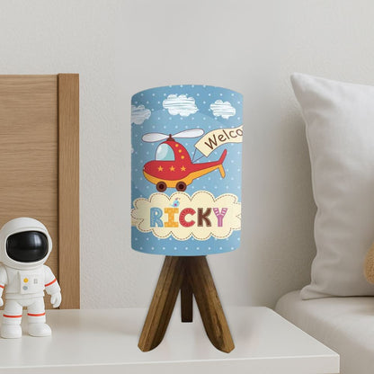 Personalized Wooden Table Lamp Gift For Kids Birthday-Helicopter (3W LED Bulb Included)