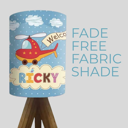 Personalized Wooden Table Lamp Gift For Kids Birthday-Helicopter (3W LED Bulb Included)