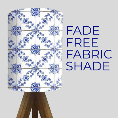 Wooden Table Lamp For Bedroom-White Flower Tiles (3W LED Bulb Included)