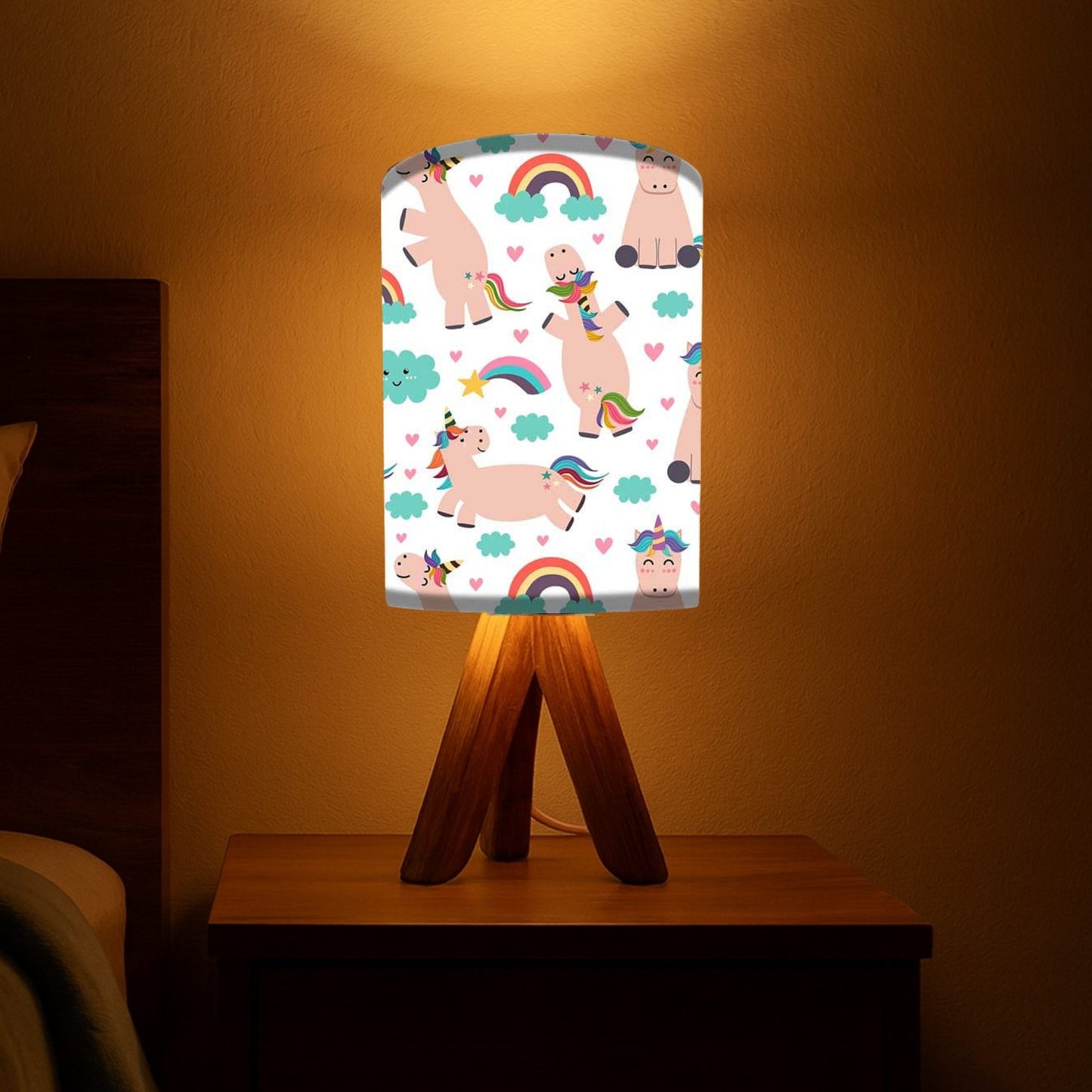 Wooden Table Lamp For Kids with 3w LED Bulb included