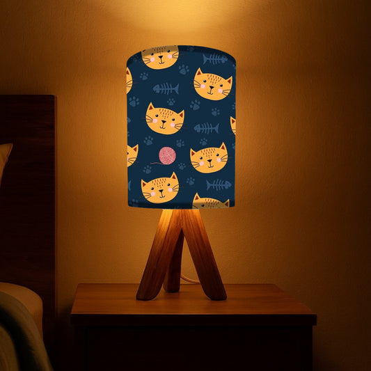 Compact Tripod Lamp with Wooden Base-3w LED Bulb Included