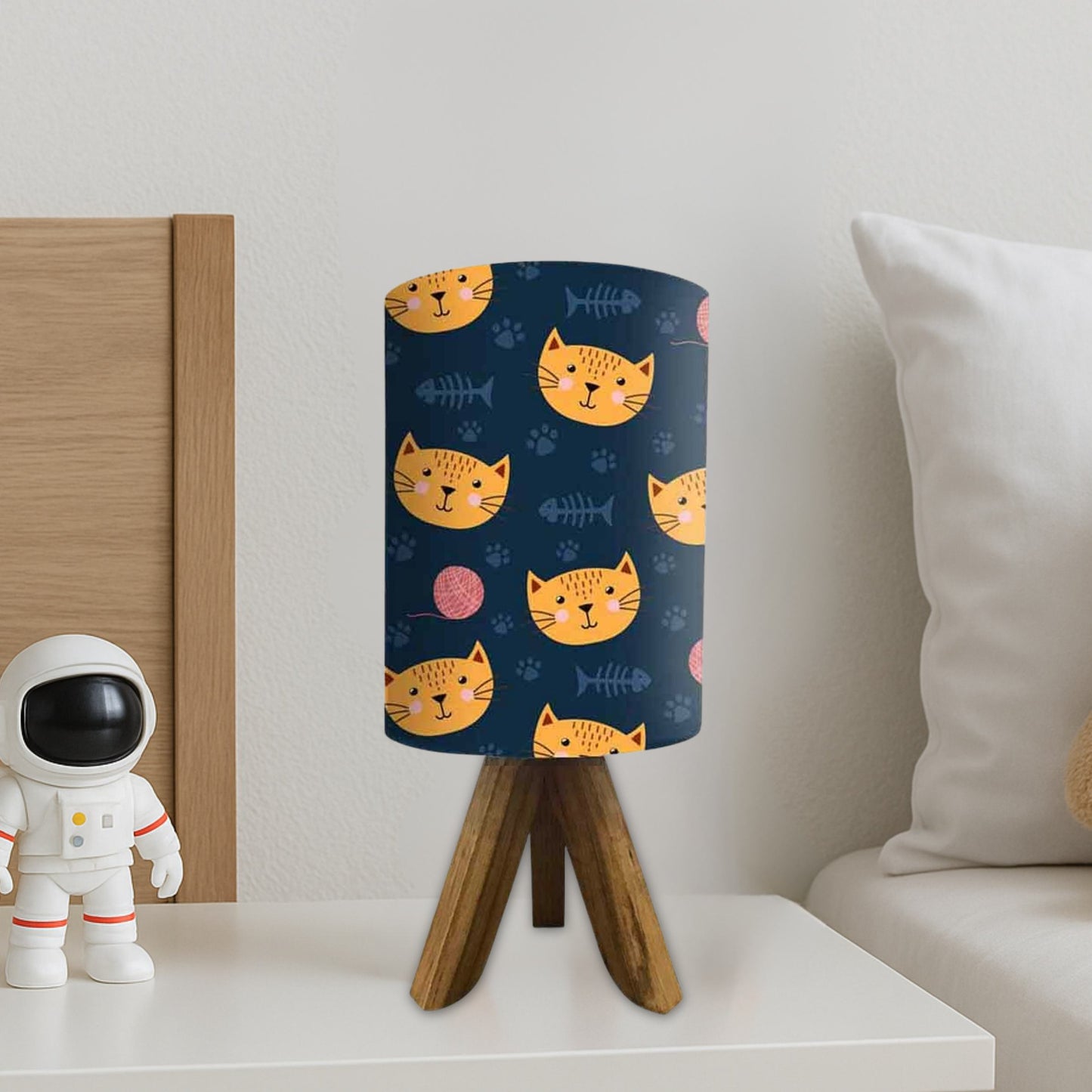 Compact Tripod Lamp with Wooden Base-3w LED Bulb Included