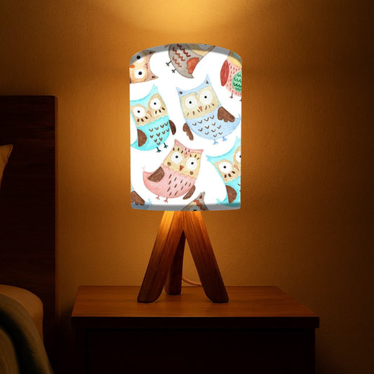 Mini Lamp for Kids Bedroom with Wooden Tripod Base-3w LED Bulb Included