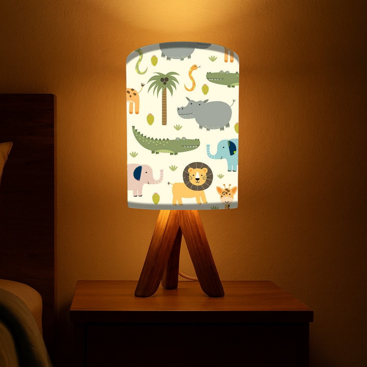Mini Wooden Led Lamp-Wild Animals (3W LED Bulb Included)