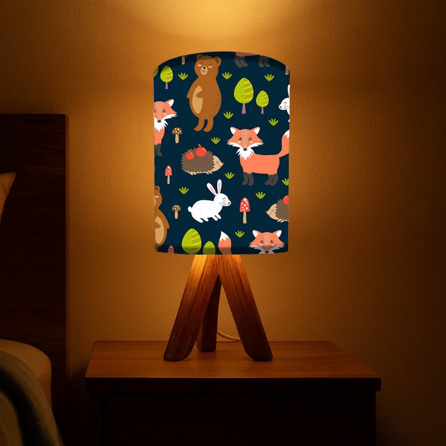 Wooden Bed Lamps For Kids-Cute Fox Bear (3W LED Bulb Included)