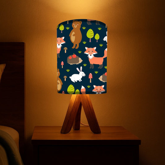 Wooden Bed Lamps For Kids-Cute Fox Bear (3W LED Bulb Included)