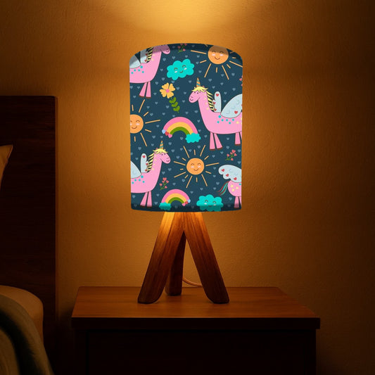 Wooden Table Lamp For Kids-Pink Unicorn (3W LED Bulb Included)